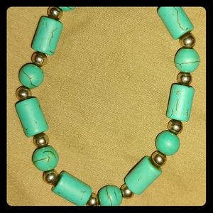 Turquoise & Silver Bead Bracelet Southwest